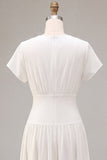 A-lijn Chiffon V-hals Klein Wit Jurkje