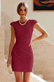 Ronde hals bodycon gerimpelde witte jurk met mouwenmutsen