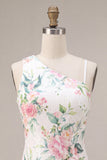 Sprankelende witte roze bloem bodycon pailletten homecoming jurk