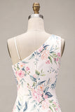 Sprankelende witte roze bloem bodycon pailletten homecoming jurk