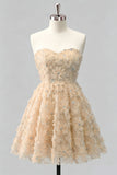 Dusty Rose Sweetheart A-lijn bloemenkralenjurk met homecoming jurk en kant op de rug