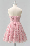 Dusty Rose Sweetheart A-lijn bloemenkralenjurk met homecoming jurk en kant op de rug