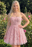 Dusty Rose Sweetheart A-lijn bloemenkralenjurk met homecoming jurk en kant op de rug