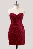 Bodycon strapless bloemen doorschijnende korsetpailletten Homecoming jurk met veter op de rug