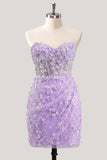 Bodycon strapless bloemen doorschijnende korsetpailletten Homecoming jurk met veter op de rug