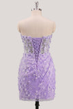 Bodycon strapless bloemen doorschijnende korsetpailletten Homecoming jurk met veter op de rug