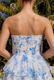 Lichtblauwe Sweetheart Keyhole Gelaagde Chiffon Homecoming Jurk