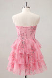 Lichtblauwe Sweetheart Keyhole Gelaagde Chiffon Homecoming Jurk