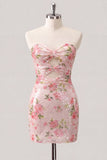 Glinsterende sweetheart witte keyhole bodycon bloemenpailletten homecomingjurk met veter op de rug