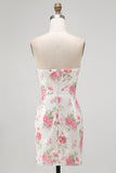Glinsterende sweetheart witte keyhole bodycon bloemenpailletten homecomingjurk met veter op de rug