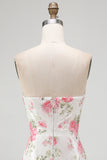 Glinsterende sweetheart witte keyhole bodycon bloemenpailletten homecomingjurk met veter op de rug