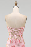 Lichtblauwe bodycon strapless pailletten korset, veter op de achterste homecoming jurk met strik