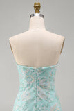 Mint bloemen strapless bodycon pailletten korte homecomingjurk