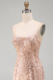 Champagne Bodycon pailletten korte homecomingjurk met veter achteraan