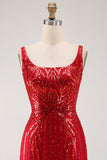 Glinsterende bordeauxrode bodycon pailletten vierkante hals korte homecomingjurk