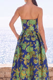 Roze Flower strapless A-lijn Jacquard Midi jurk