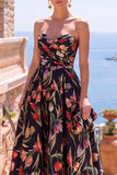 Olive Sweetheart A-lijn Jacquard gerimpelde bloemenjurk midi jurk