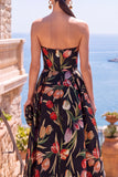 Olive Sweetheart A-lijn Jacquard gerimpelde bloemenjurk midi jurk
