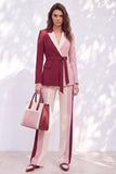 Roze bordeaux tweedelige Peak reversriem Damespakken met riem