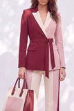Roze bordeaux tweedelige Peak reversriem Damespakken met riem