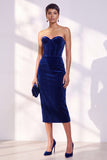 Bordeauxrode korsetschede strapless fluwelen jurk