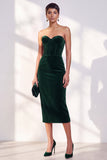 Bordeauxrode korsetschede strapless fluwelen jurk