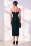 Bordeauxrode korsetschede strapless fluwelen jurk