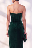 Bordeauxrode korsetschede strapless fluwelen jurk