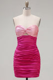 Rood Oranje Sweetheart Gerimpelde Keyhole Bodycon Korte Homecoming Jurk