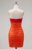 Rood Oranje Sweetheart Gerimpelde Keyhole Bodycon Korte Homecoming Jurk