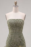 Strapless blauwe Bodycon Pearls Homecoming-jurk met 3D-bloemen