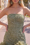 Strapless blauwe Bodycon Pearls Homecoming-jurk met 3D-bloemen