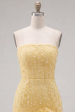 Strapless blauwe Bodycon Pearls Homecoming-jurk met 3D-bloemen