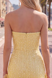 Strapless blauwe Bodycon Pearls Homecoming-jurk met 3D-bloemen