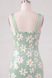 Groene Floral Bodycon Pailletten Dikke Bandjes Korte Homecoming Jurk