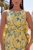 Rozegroene Jacquard Bodycon Bateau hals bloemen homecoming jurk met grote strik