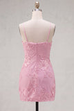 Gele Bodycon gerimpelde spaghettibandjes bloemenborduursel Homecoming Dress