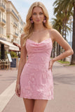 Gele Bodycon gerimpelde spaghettibandjes bloemenborduursel Homecoming Dress