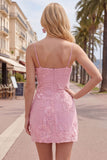 Gele Bodycon gerimpelde spaghettibandjes bloemenborduursel Homecoming Dress
