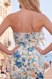 Zwarte rode bloem Sweetheart gerimpelde bloemen strakke korte homecoming jurk met sjerp