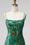 Donkergroene bodycon Bloemen Ritcheerige Korte Homecoming Jurk met kant op de rug