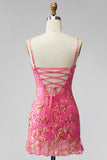 Donkergroene bodycon Bloemen Ritcheerige Korte Homecoming Jurk met kant op de rug
