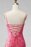 Donkergroene bodycon Bloemen Ritcheerige Korte Homecoming Jurk met kant op de rug