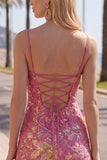 Donkergroene bodycon Bloemen Ritcheerige Korte Homecoming Jurk met kant op de rug
