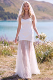 Witte Sheath strapless tule Maxi Elopement trouwjurk