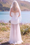 Witte Sheath strapless tule Maxi Elopement trouwjurk