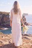 Witte Sheath Round Neck Maxi Elopement Trouwjurk