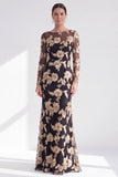 Rode Zeemeermin Bateau Neck Bloemen Lange Moeder van de Bruid Jurk