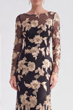 Rode Zeemeermin Bateau Neck Bloemen Lange Moeder van de Bruid Jurk