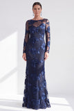Rode Zeemeermin Bateau Neck Bloemen Lange Moeder van de Bruid Jurk
